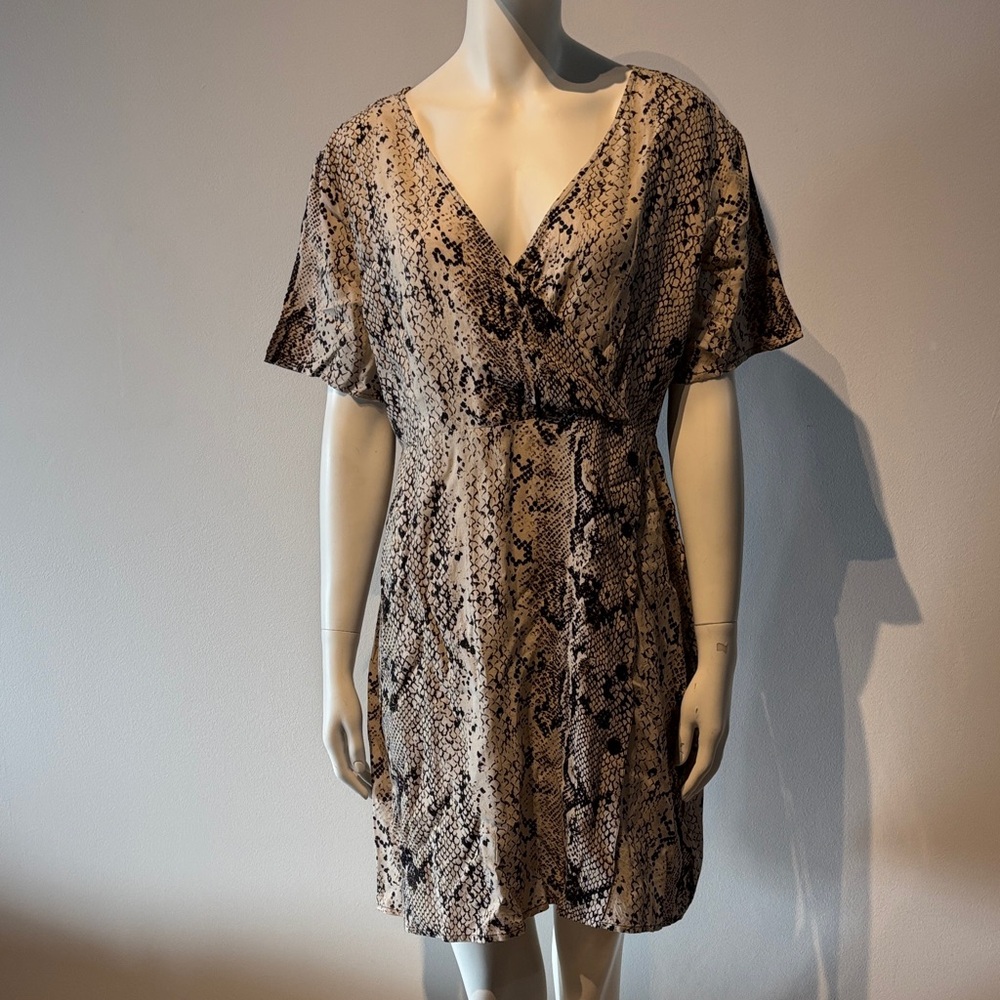 Snake Print V-Neck Dress